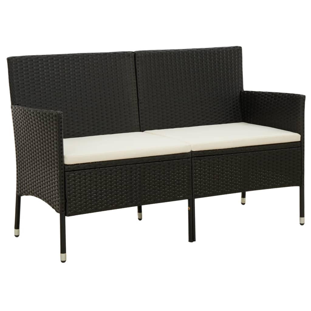 3-personers havesofa med hynde polyrattan sort