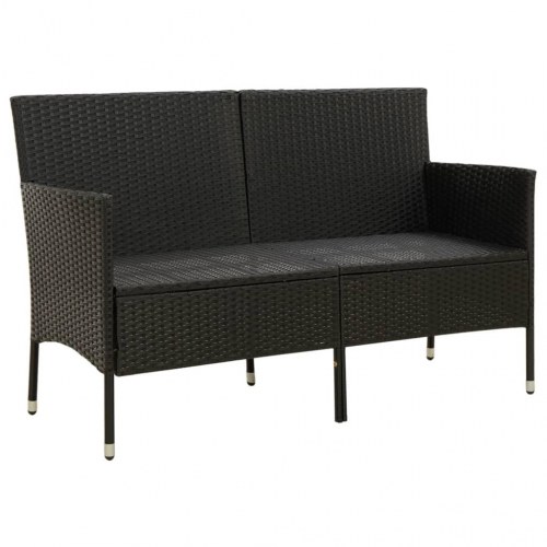 3-personers havesofa med hynde polyrattan sort