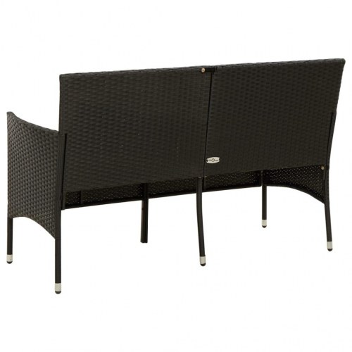 3-personers havesofa med hynde polyrattan sort