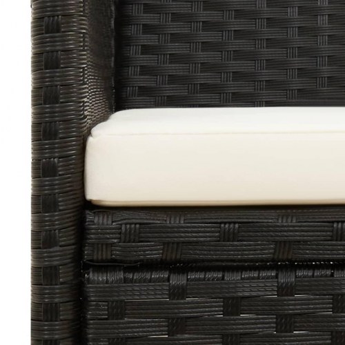 3-personers havesofa med hynde polyrattan sort