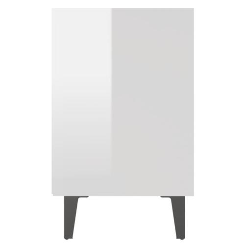 Sengeborde 2 stk. med metalben 40x30x50 cm hvid højglans