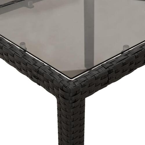 Spisebordssæt til haven 5dele m. hynder polyrattan og glas sort