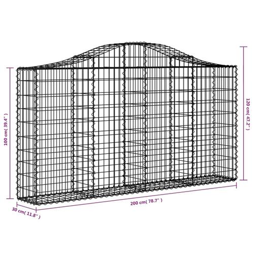 Buede gabionkurve 8 stk. 200x30x100/120 cm galvaniseret jern