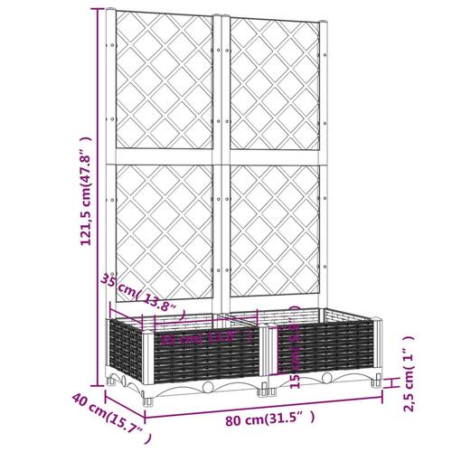 Plantekasse med espalier 80x40x121,5 cm PP blågrå