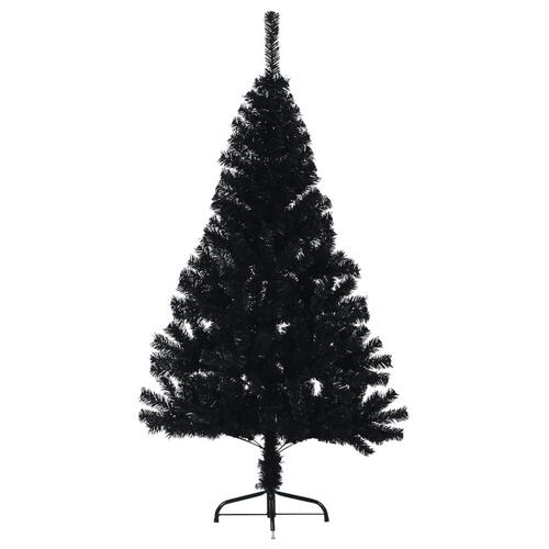 Kunstigt halvt juletræ med juletræsfod 120 cm PVC sort