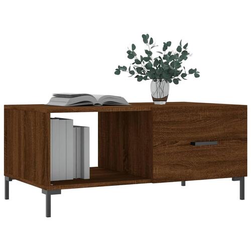 Sofabord 90x50x40 cm konstrueret træ brun egetræsfarve