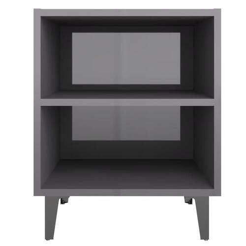 Sengeborde 2 stk. med metalben 40x30x50 cm grå højglans