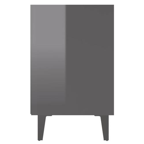 Sengeborde 2 stk. med metalben 40x30x50 cm grå højglans