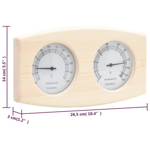 2-i-1 saunasæt med hygrometer og timeglas massivt fyrretræ