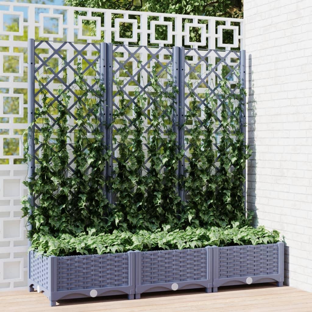 Plantekasse med espalier 120x40x121,5 cm PP mørkegrå