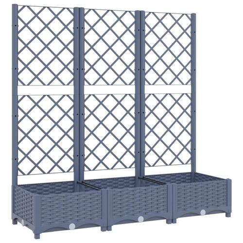 Plantekasse med espalier 120x40x121,5 cm PP blågrå