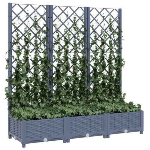 Plantekasse med espalier 120x40x121,5 cm PP blågrå