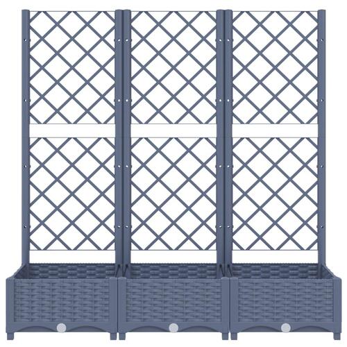 Plantekasse med espalier 120x40x121,5 cm PP blågrå