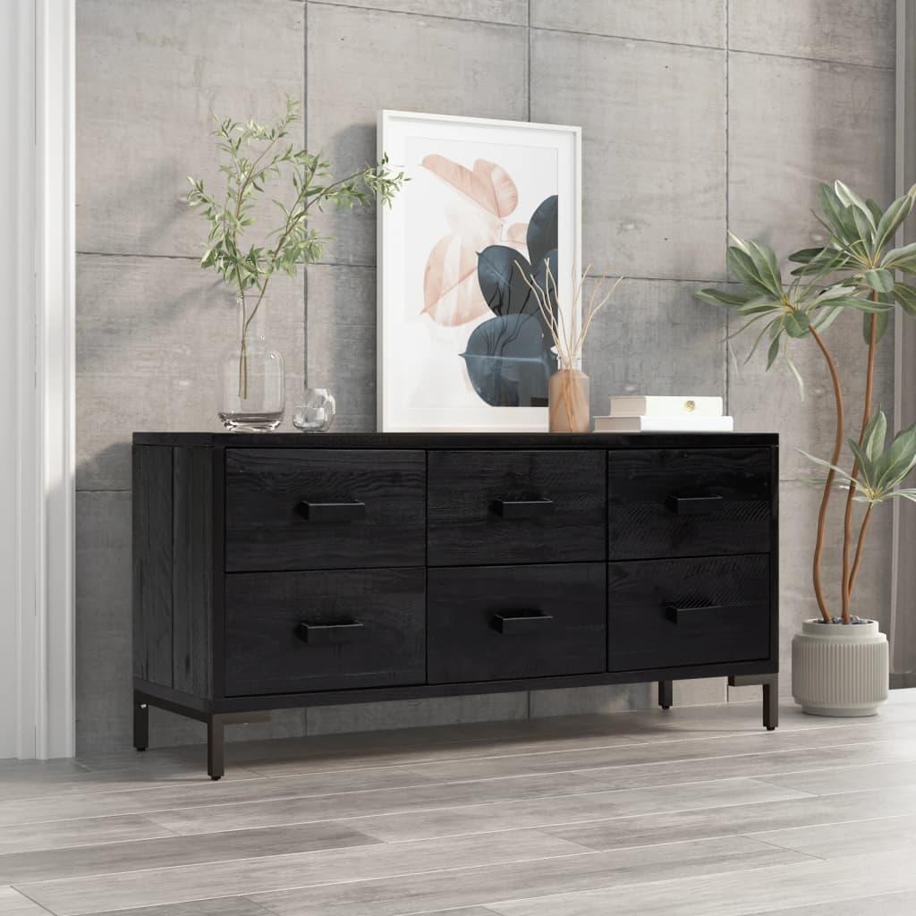 Opbevaringsbænk 110x30x45 cm massivt fyrretræ sort