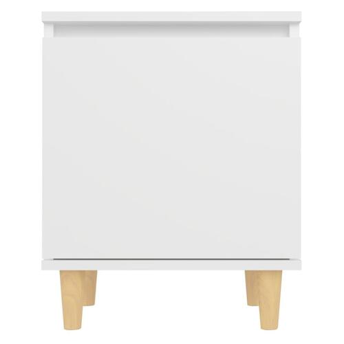Sengeskabe m. massive træben 2 stk. 40x30x50 cm hvid