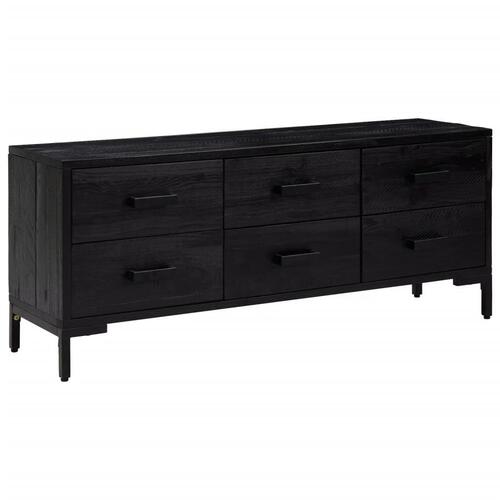 Opbevaringsbænk 110x30x45 cm massivt fyrretræ sort