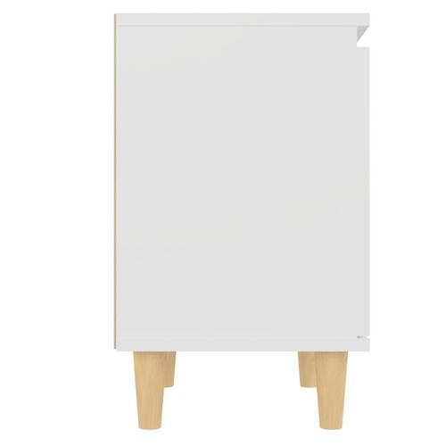 Sengeskabe m. massive træben 2 stk. 40x30x50 cm hvid