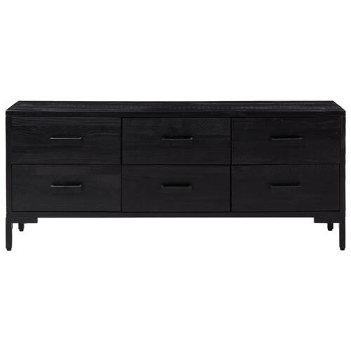 Opbevaringsbænk 110x30x45 cm massivt fyrretræ sort