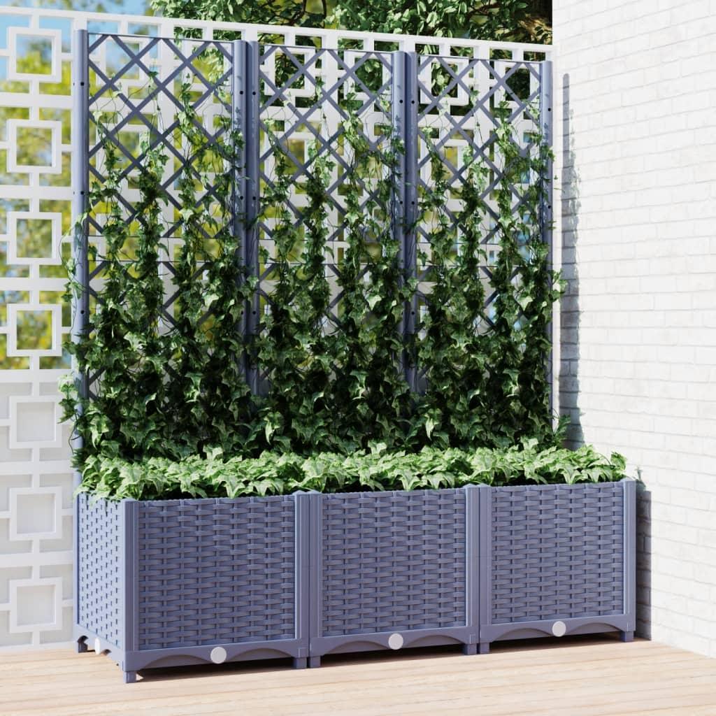 Plantekasse med espalier 120x40x136 cm PP mørkegrå