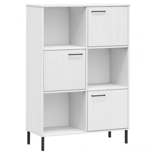 Bogskab med metalben OSLO 90x35x128,5 cm massivt træ hvid