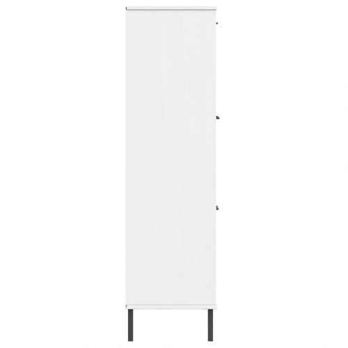 Bogskab med metalben OSLO 90x35x128,5 cm massivt træ hvid