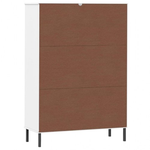 Bogskab med metalben OSLO 90x35x128,5 cm massivt træ hvid