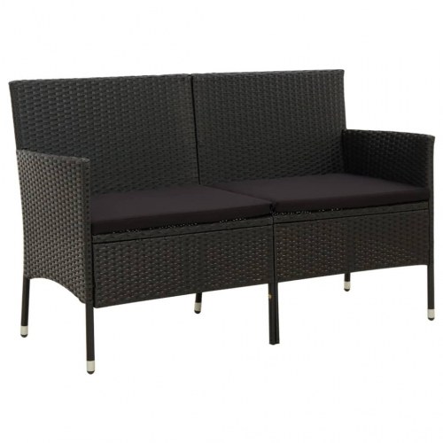 3-personers havesofa med hynde polyrattan sort