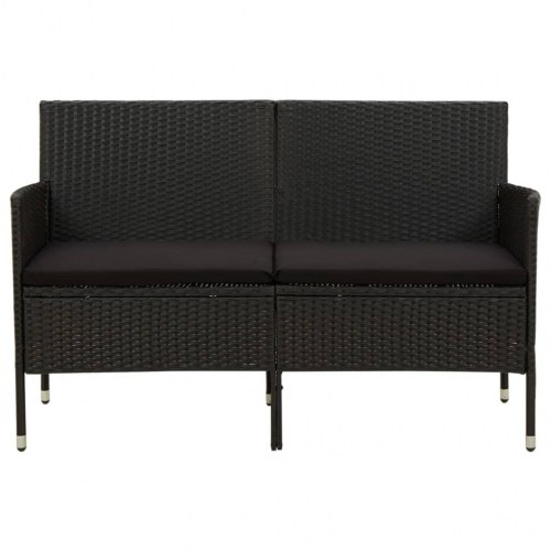 3-personers havesofa med hynde polyrattan sort