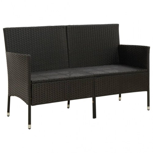 3-personers havesofa med hynde polyrattan sort