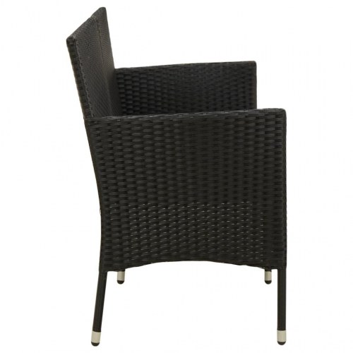 3-personers havesofa med hynde polyrattan sort
