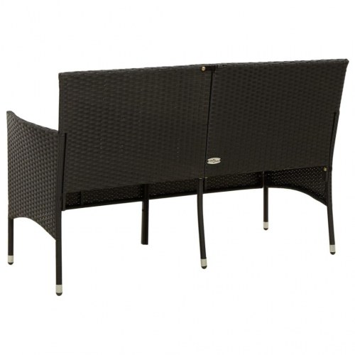 3-personers havesofa med hynde polyrattan sort