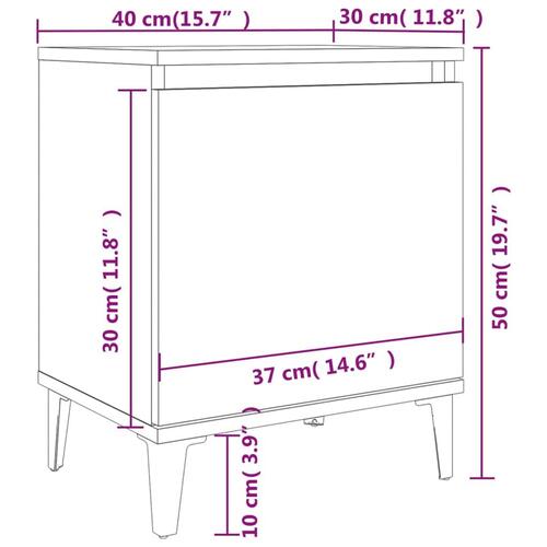 Sengeskab med metalben 40x30x50 cm hvid