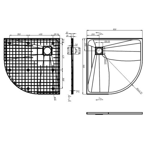 Brusebakke SMC 90x90 cm hvid