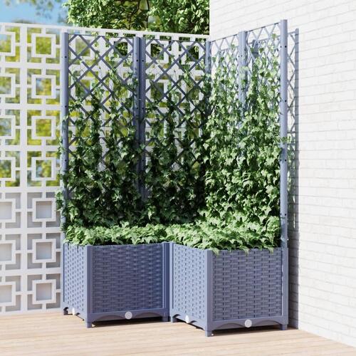 Plantekasse med espalier 80x80x136 cm PP blågrå
