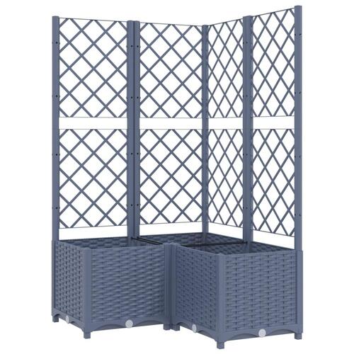 Plantekasse med espalier 80x80x136 cm PP blågrå