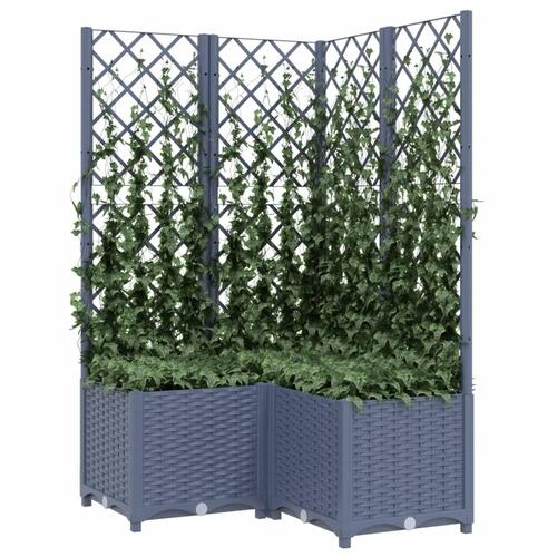 Plantekasse med espalier 80x80x136 cm PP blågrå