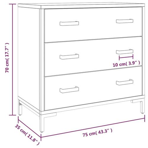 Kommode 75x35x70 cm massivt fyrretræ
