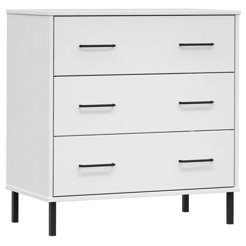 Skænk med 3 skuffer OSLO 77x40x79,5 cm massivt træ hvid