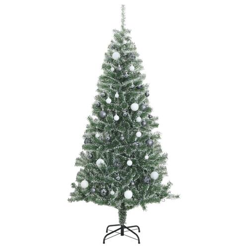 Kunstigt juletræ med 300 LED'er + sne og kuglesæt 240 cm