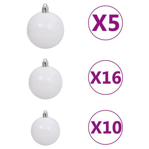 Kunstigt juletræ med 300 LED'er + sne og kuglesæt 240 cm