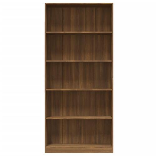 Bogreol m. 5 hylder 80x24x175 cm konstrueret træ brunt egetræ