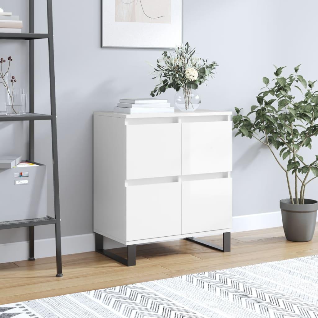 Skænk 60x35x70 cm konstrueret træ hvid højglans