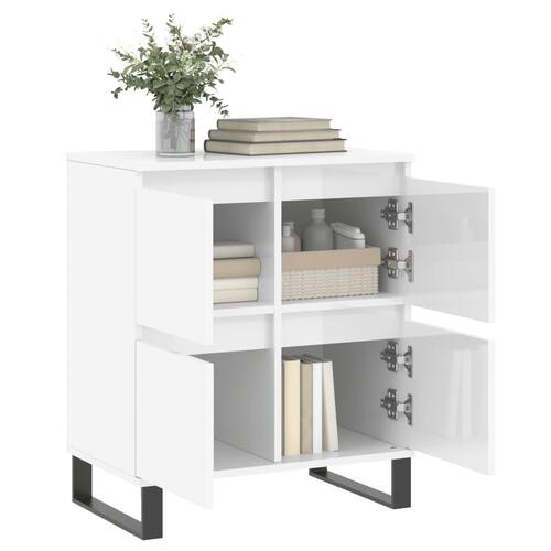 Skænk 60x35x70 cm konstrueret træ hvid højglans