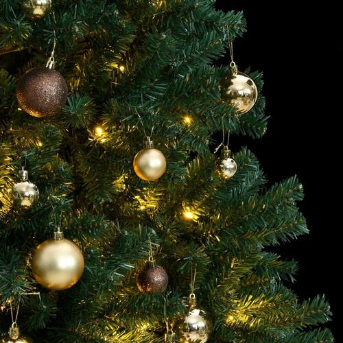 Kunstigt juletræ 300 LED'er og kuglesæt hængslet 180 cm