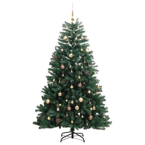 Kunstigt juletræ 300 LED'er og kuglesæt hængslet 180 cm