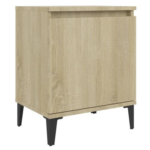 Sengeskab med metalben 2 stk. 40x30x50 cm sonoma-eg