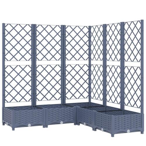 Plantekasse med espalier 120x120x121,5 cm PP blågrå