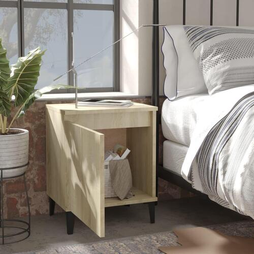 Sengeskab med metalben 2 stk. 40x30x50 cm sonoma-eg