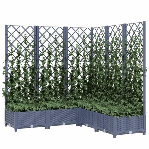 Plantekasse med espalier 120x120x121,5 cm PP blågrå