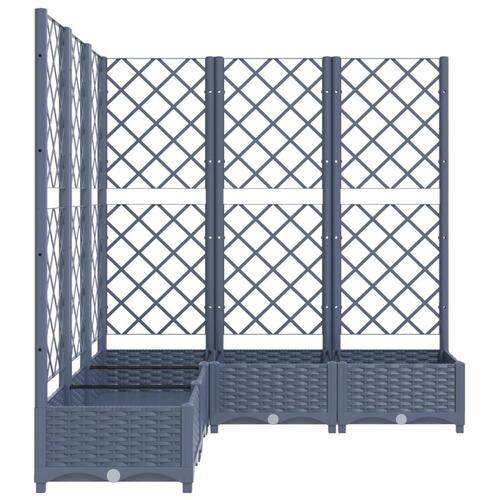 Plantekasse med espalier 120x120x121,5 cm PP blågrå